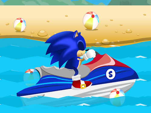 Sonic op de Waterscooter (Spelletje)