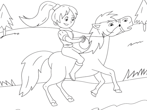 Paardrijden Kleurplaat