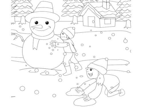 Sneeuwpop Maken Kleurplaat