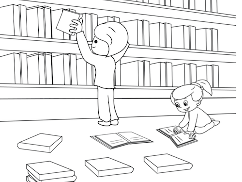 Bibliotheek Kleurplaat — gratis kleurplaat
