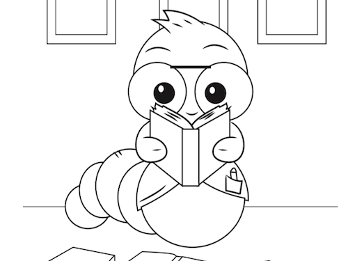 Boekenworm Kleurplaat — gratis kleurplaat