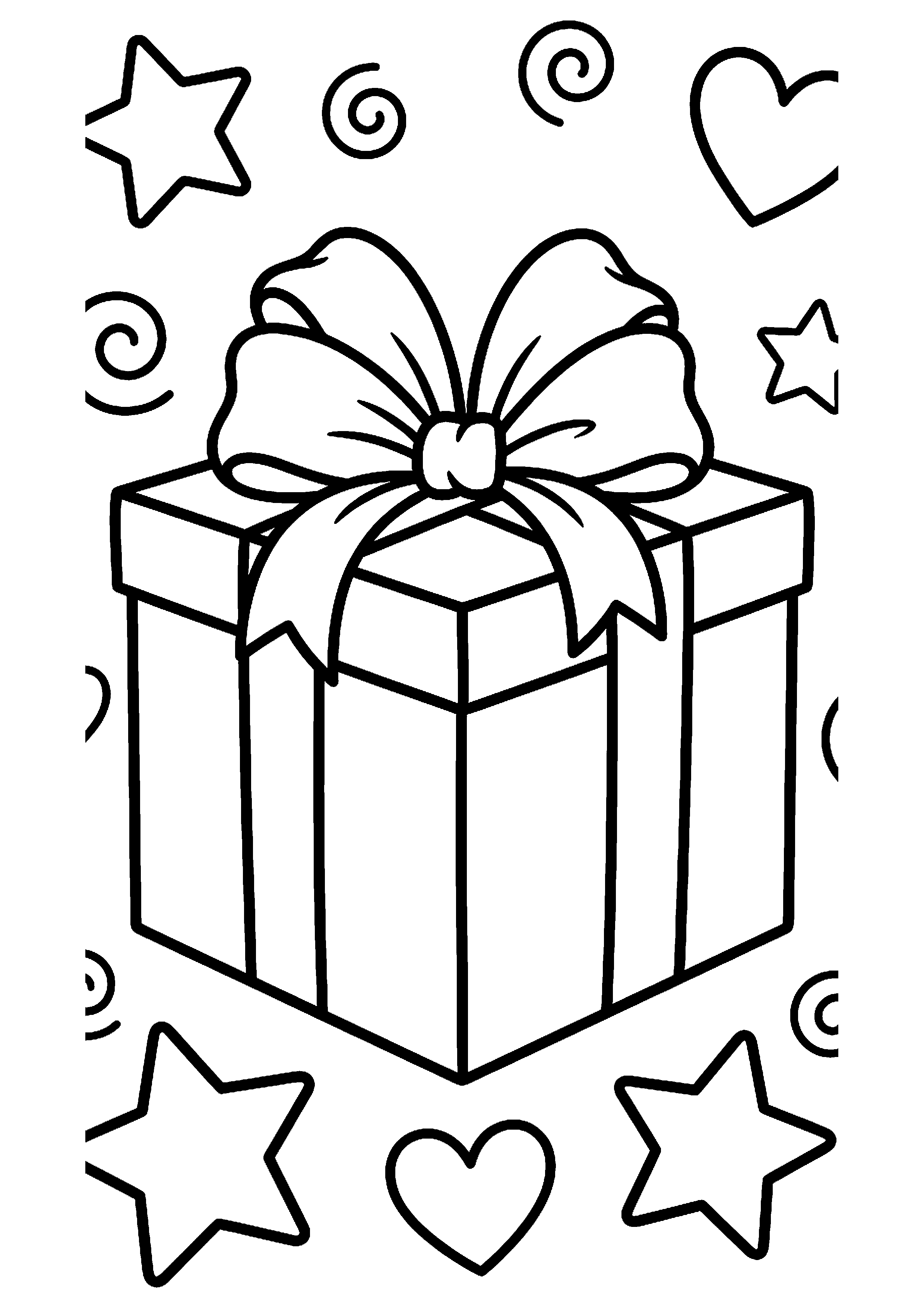 Cadeautje met strik kleurplaat