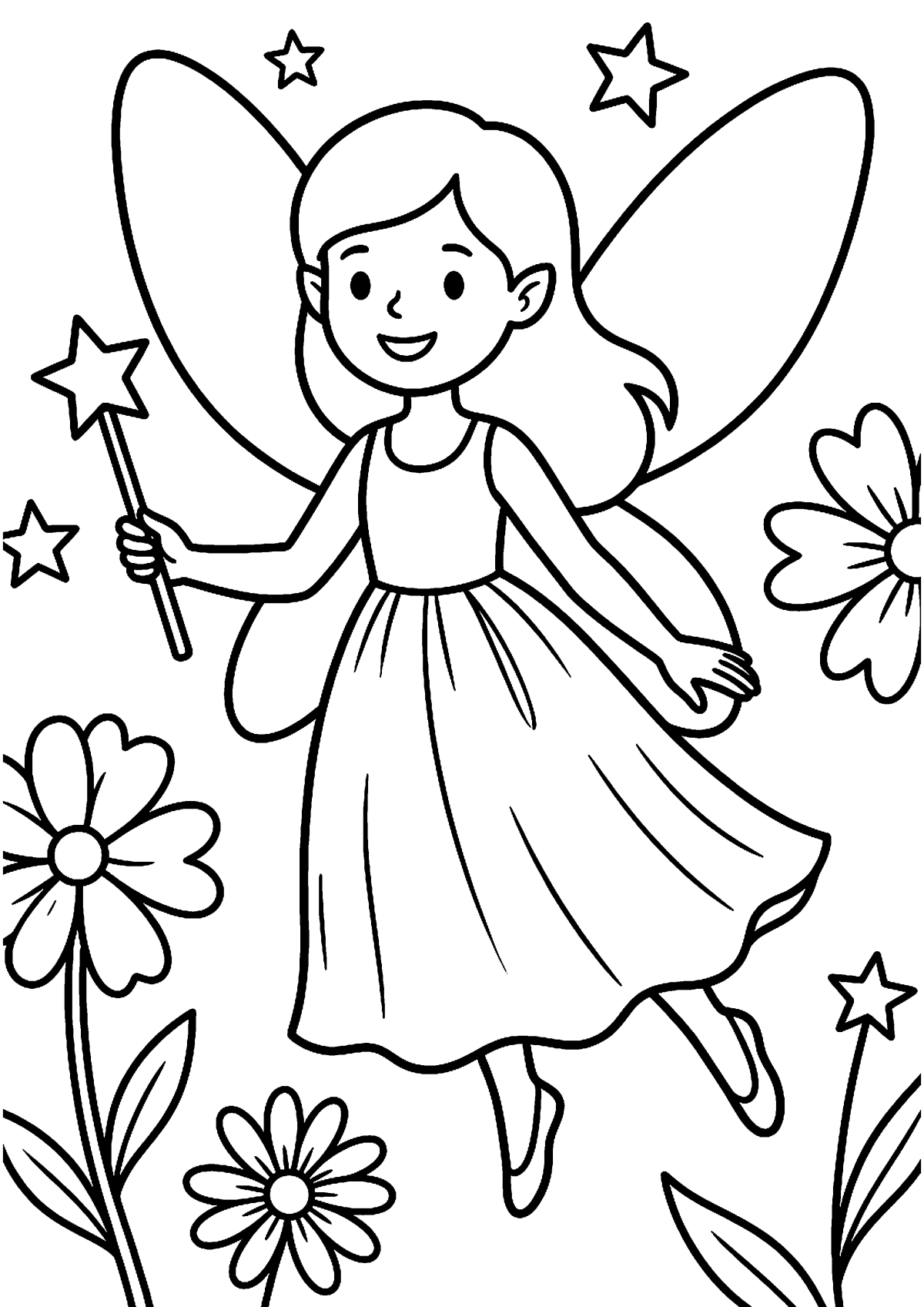 Fee met toverstaf kleurplaat