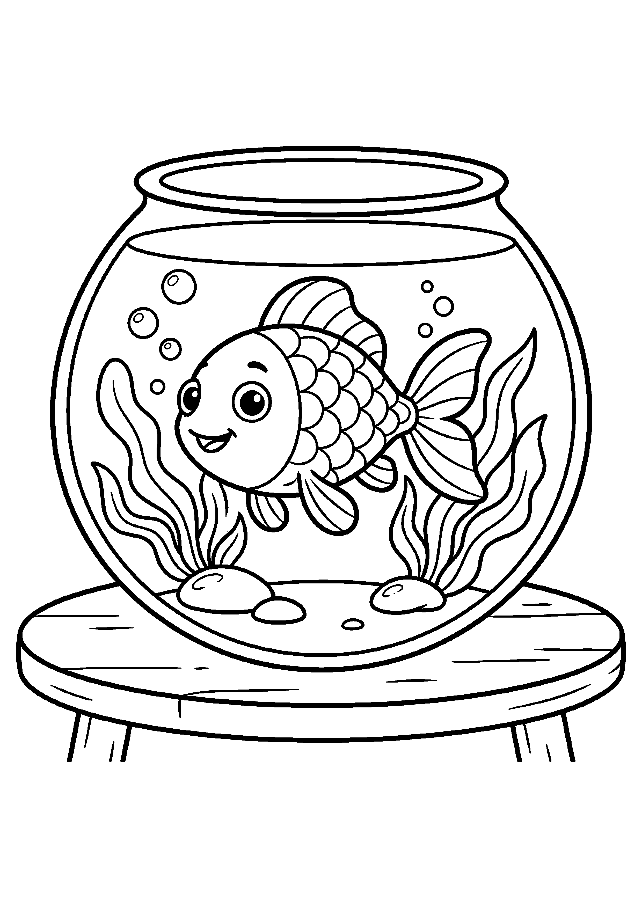 Goudvis in kom kleurplaat — gratis kleurplaat