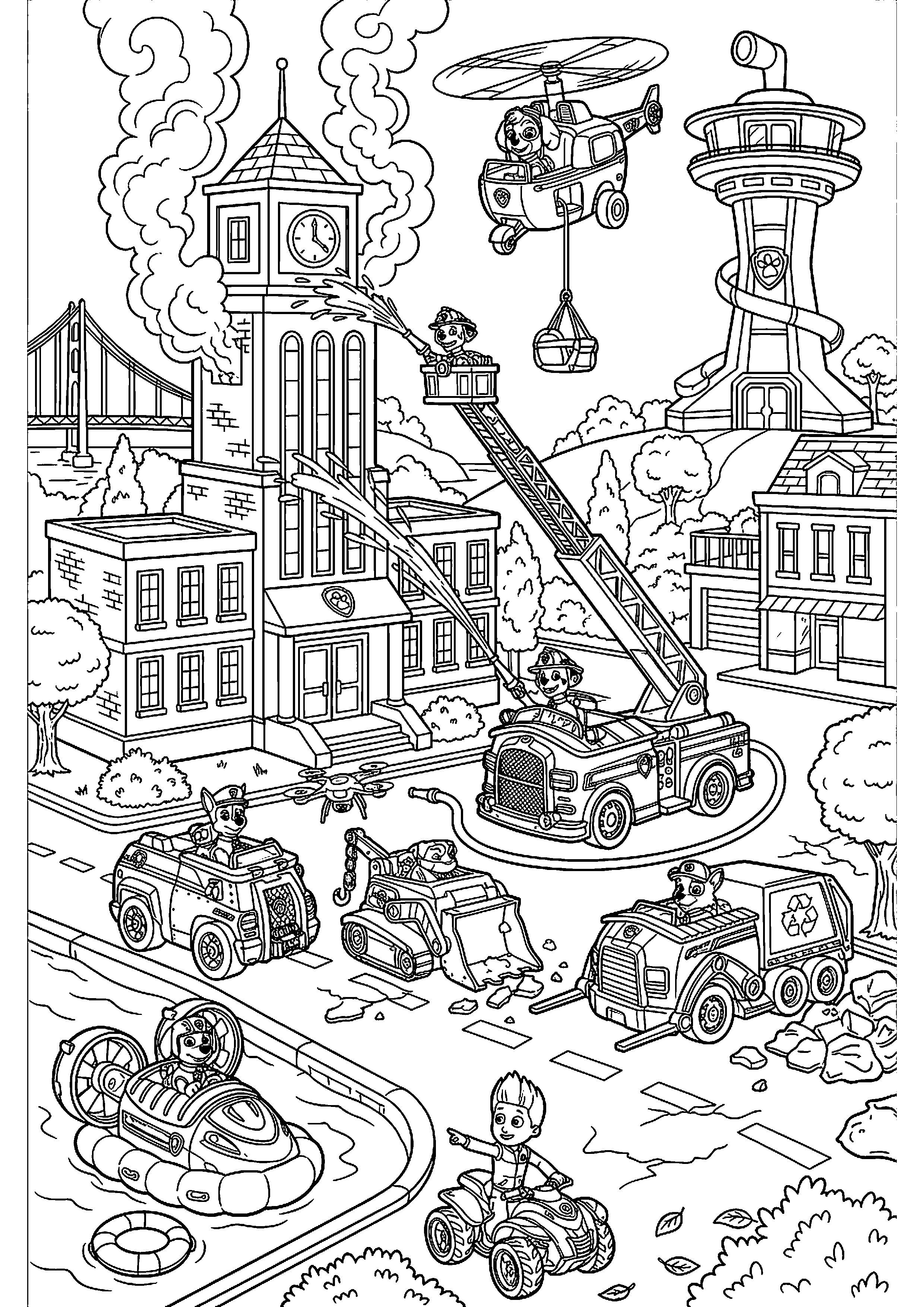 Grote paw patrol reddingsactie in adventure bay kleurplaat