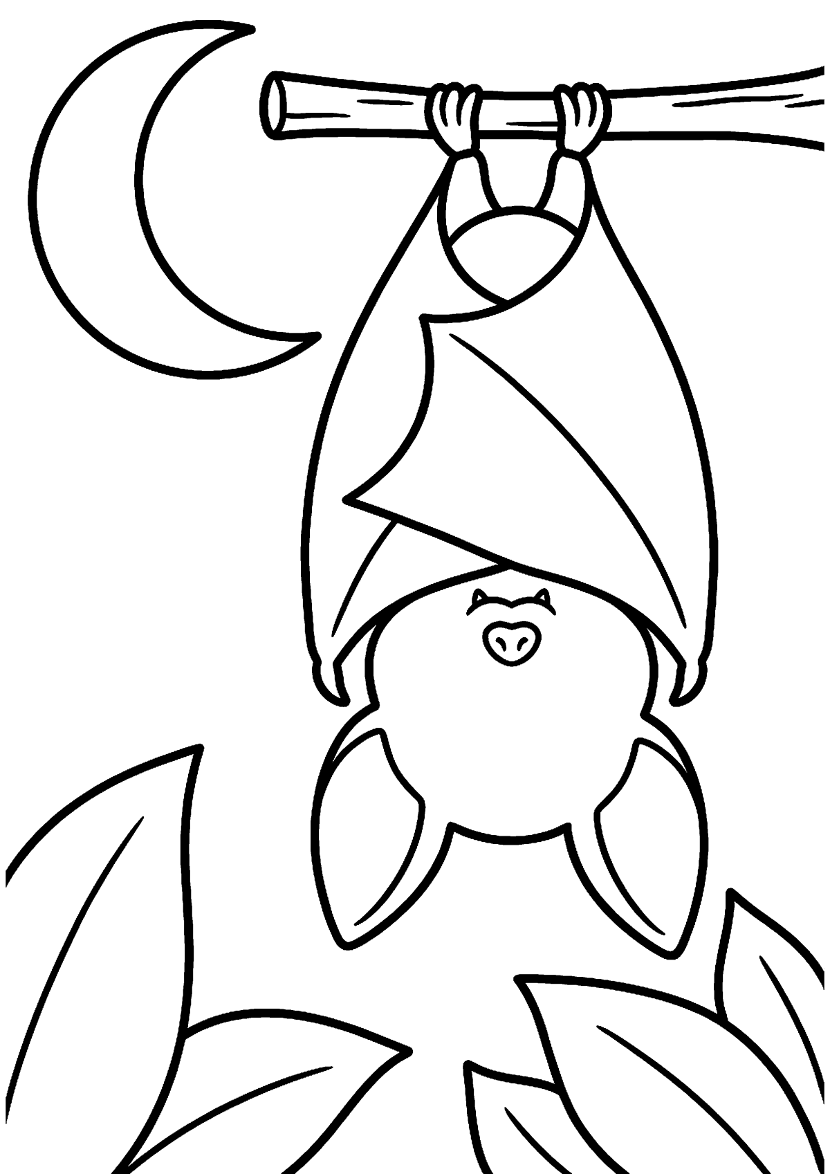 Hangende vleermuis kleurplaat — gratis kleurplaat