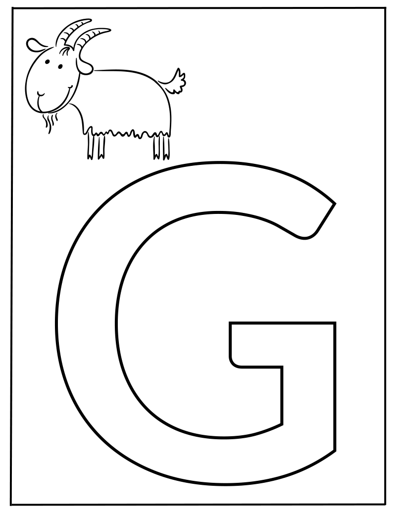 Hoofdletter G Kleurplaat — gratis kleurplaat