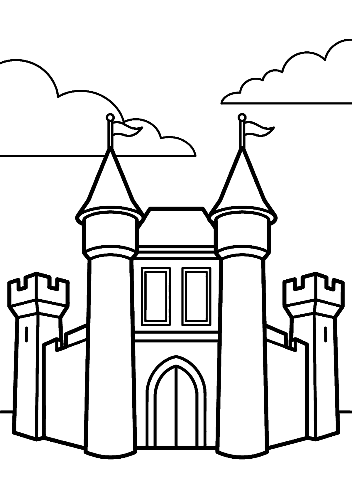 Kasteel met torens kleurplaat — gratis kleurplaat