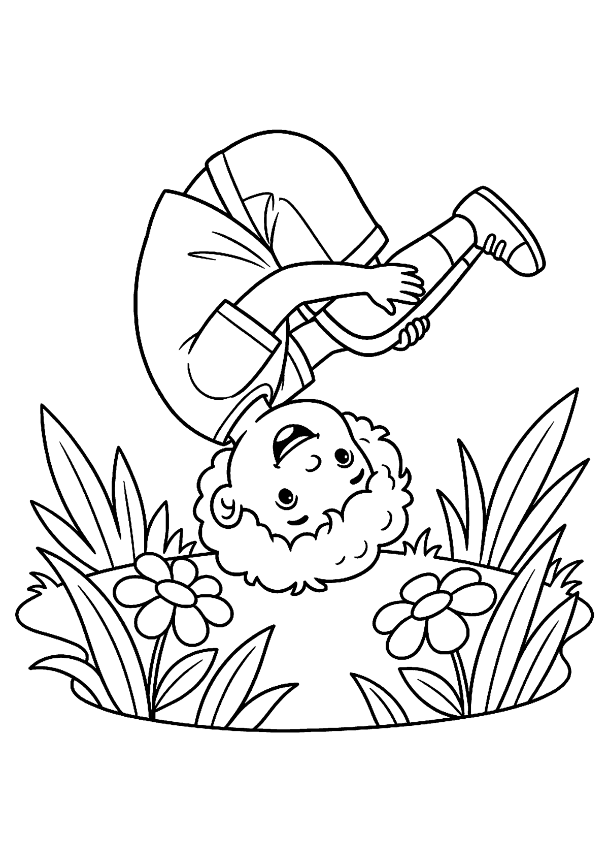 Kind maakt koprol kleurplaat — gratis kleurplaat