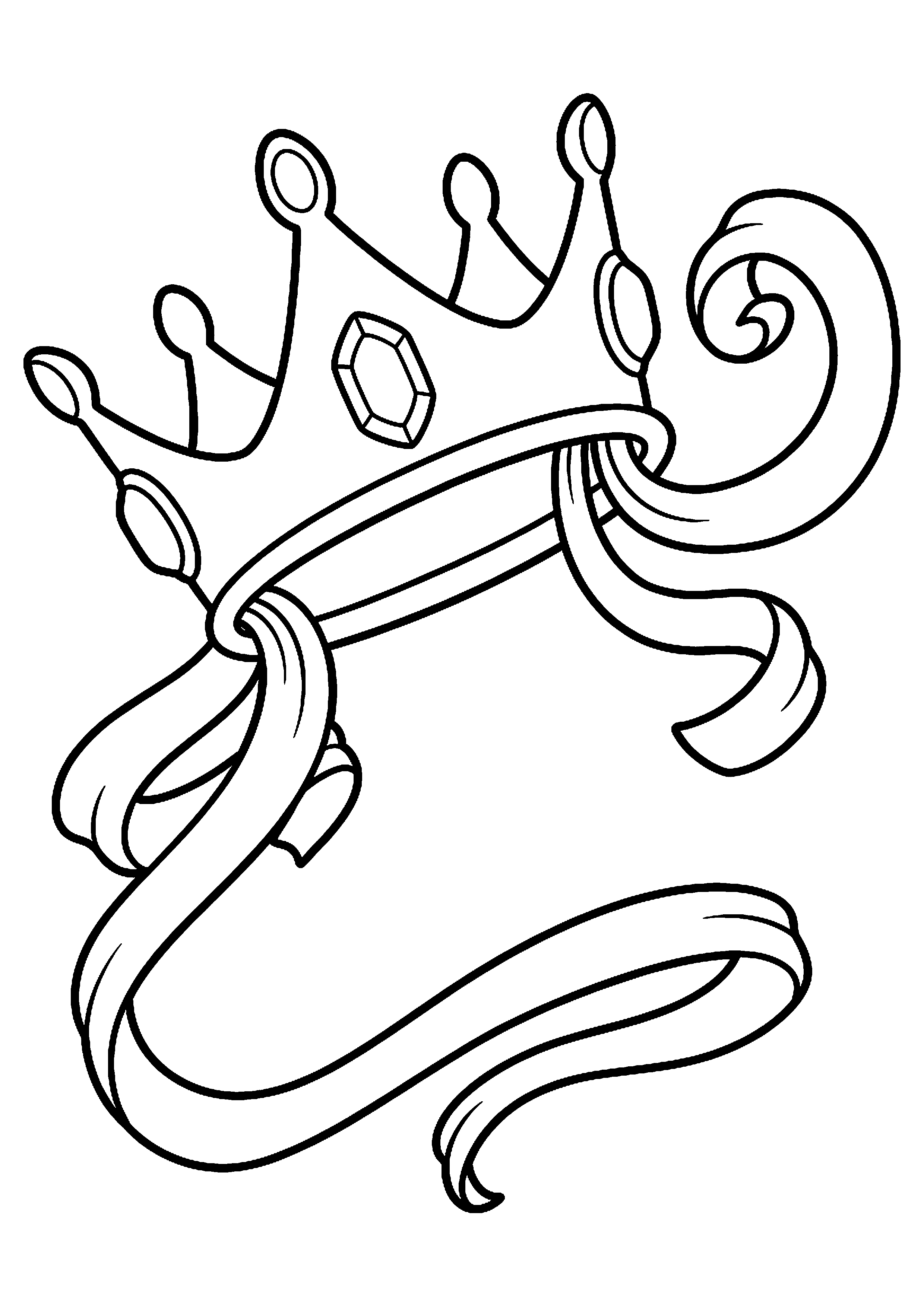 Kroon met linten kleurplaat — gratis kleurplaat