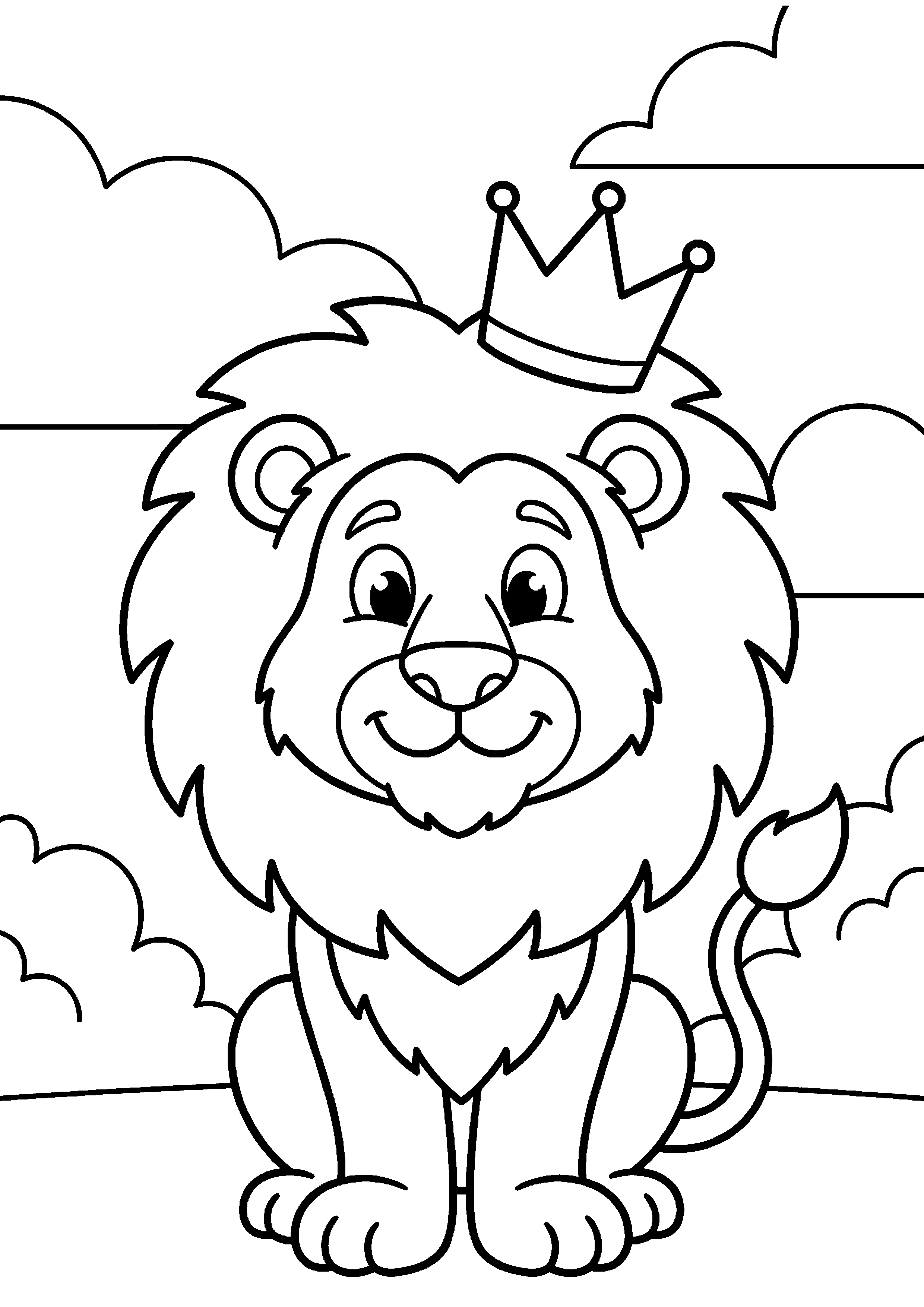 Leeuw met kroon kleurplaat — gratis kleurplaat