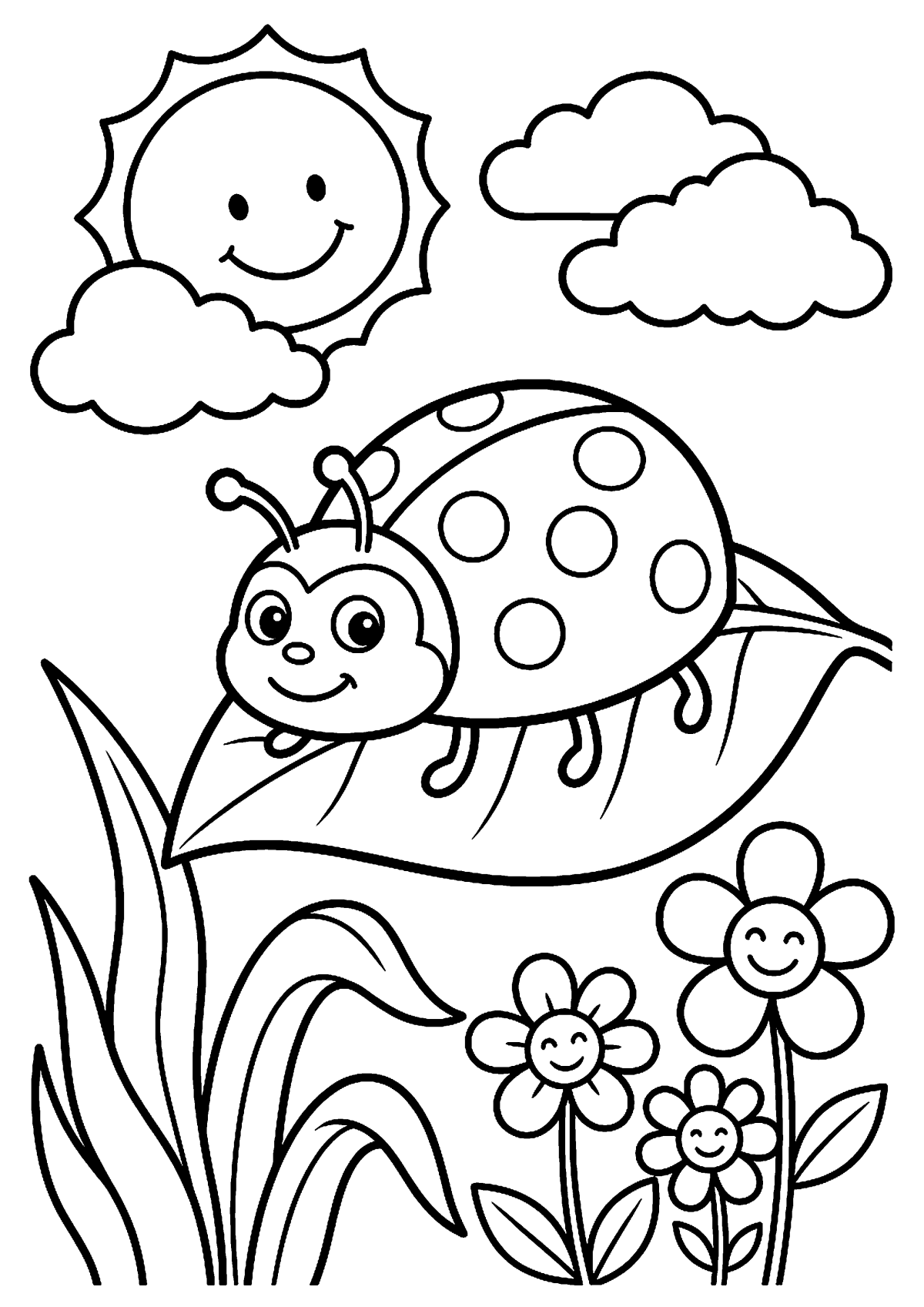 Lieveheersbeestje kleurplaat — gratis kleurplaat