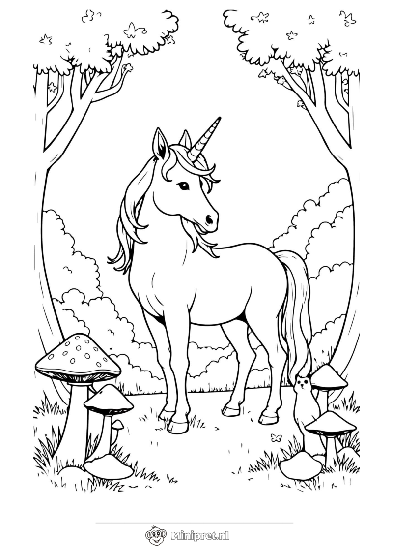 Eenhoorn in het Bos kleurplaat