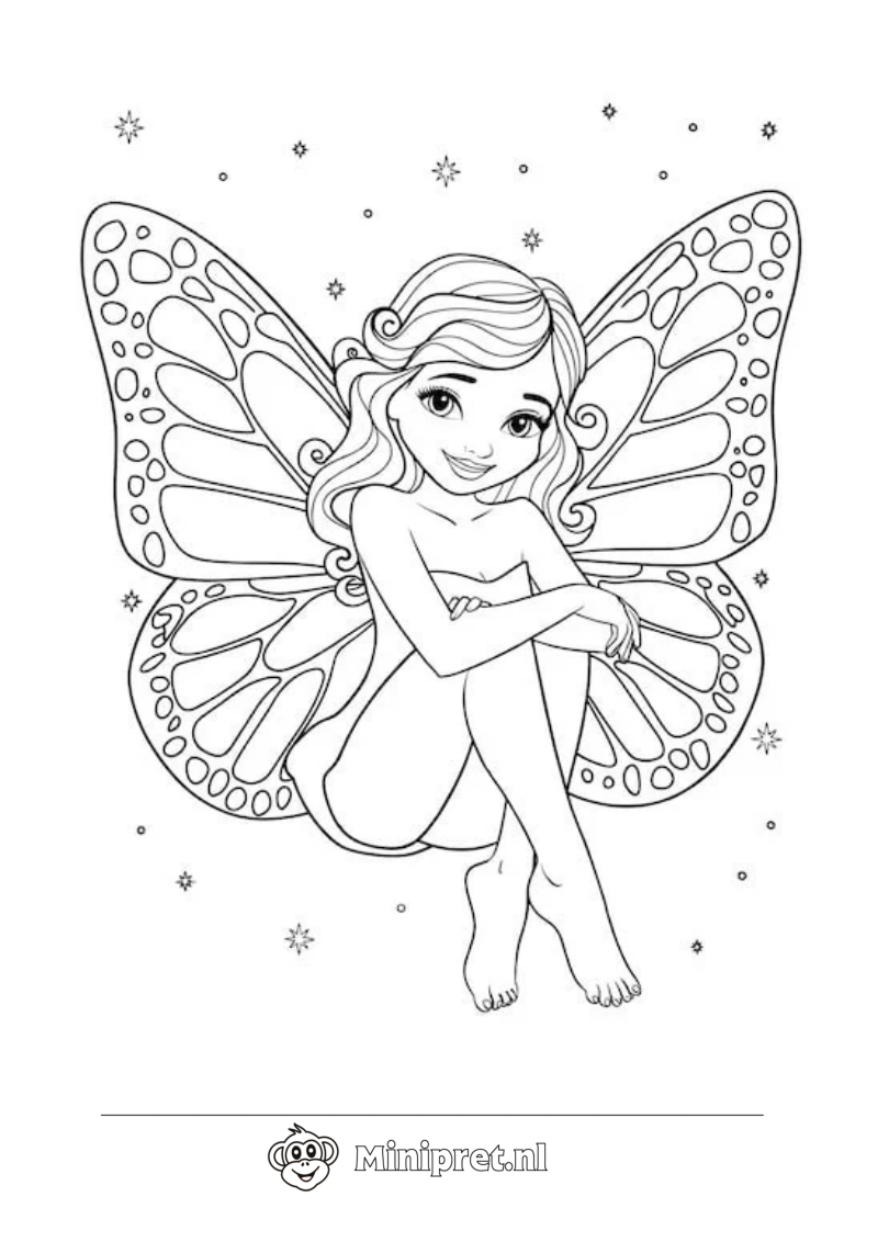 Fee met Vlindervleugels kleurplaat