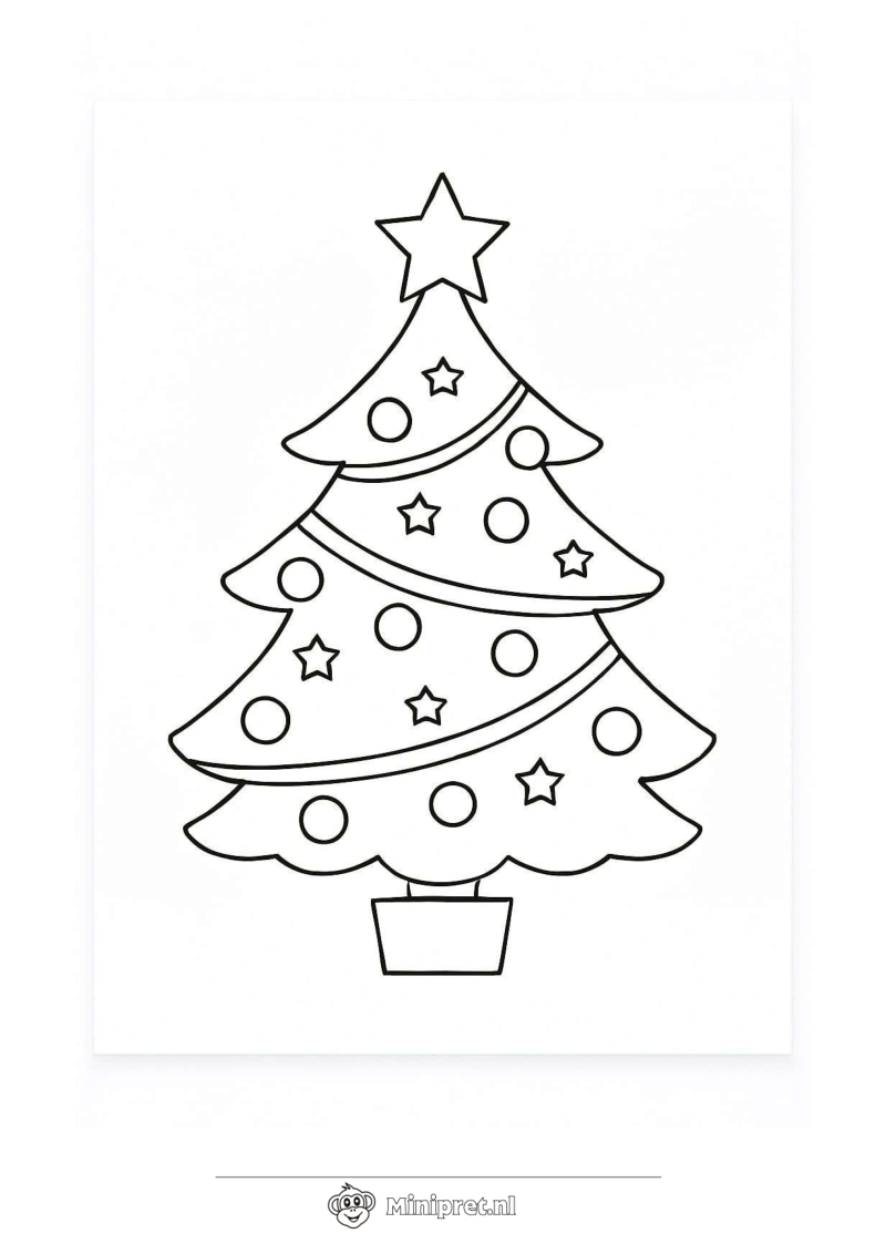 Kerstbomen kleurplaat — gratis kleurplaat