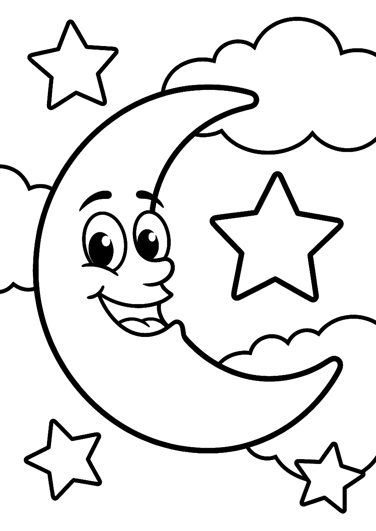 Maan met gezicht kleurplaat — gratis kleurplaat