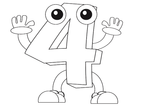 Nummer 4 Kleurplaat — gratis kleurplaat