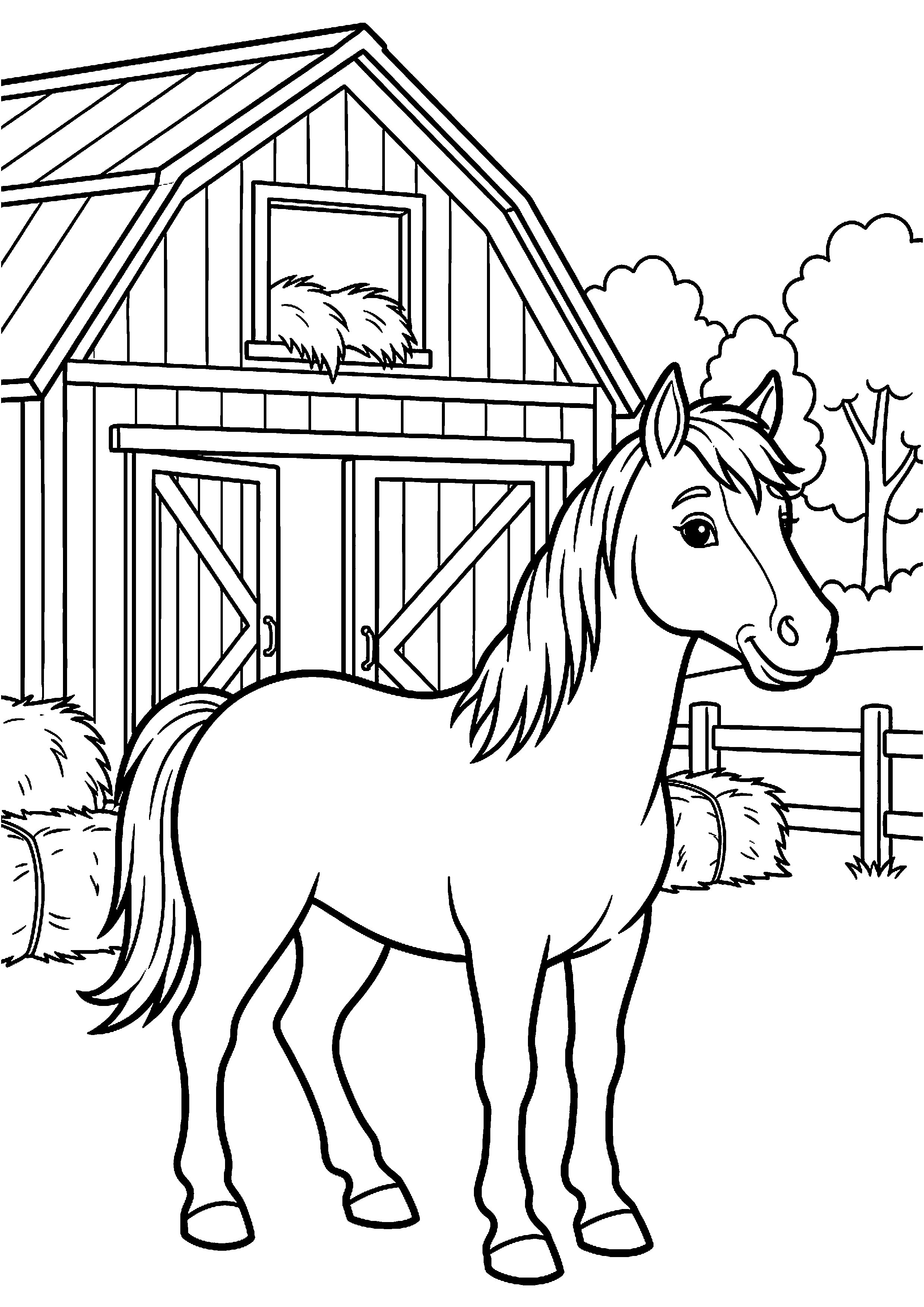 Ozosnel bij de stal kleurplaat — gratis kleurplaat
