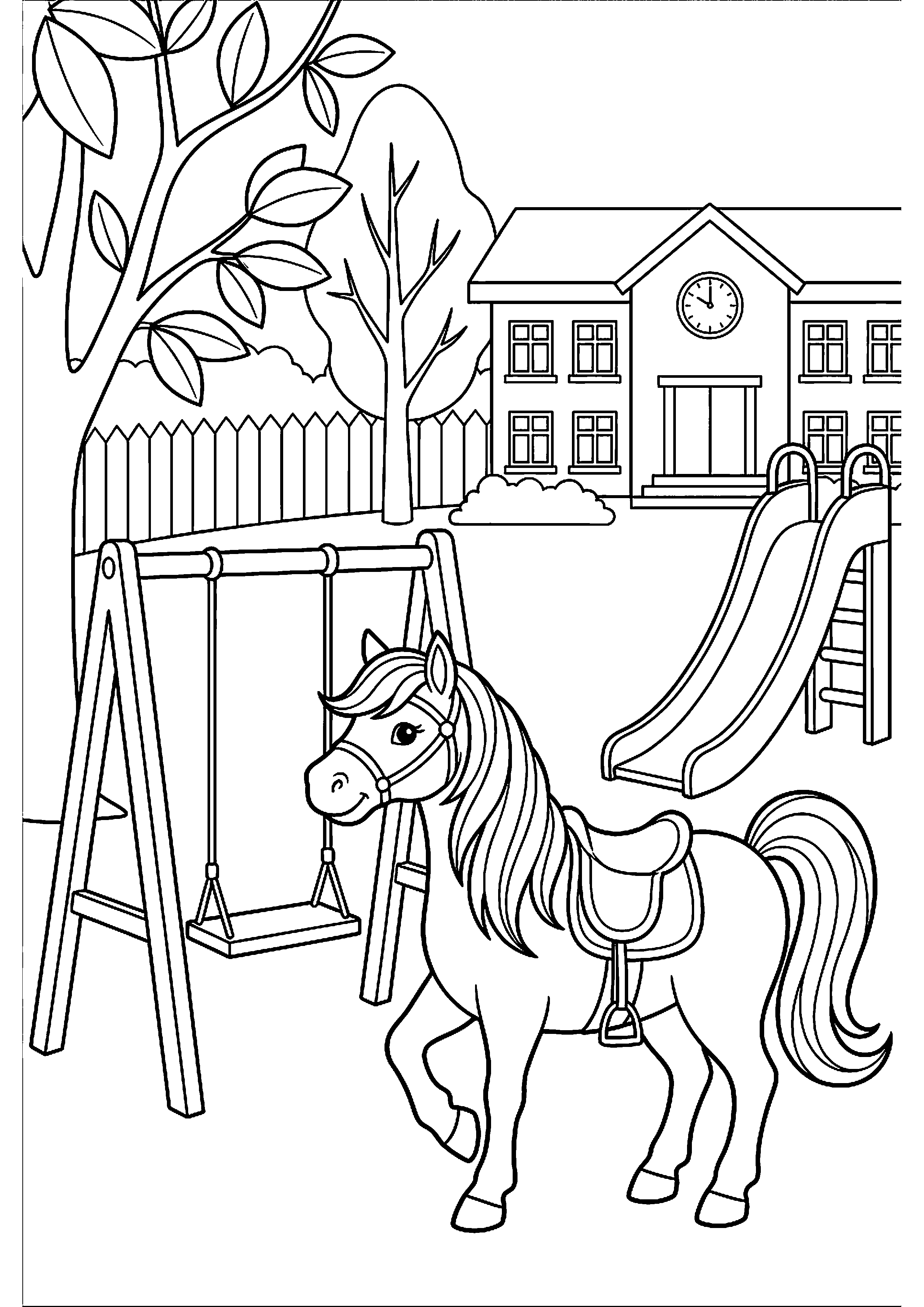 Ozosnel op het schoolplein kleurplaat — gratis kleurplaat