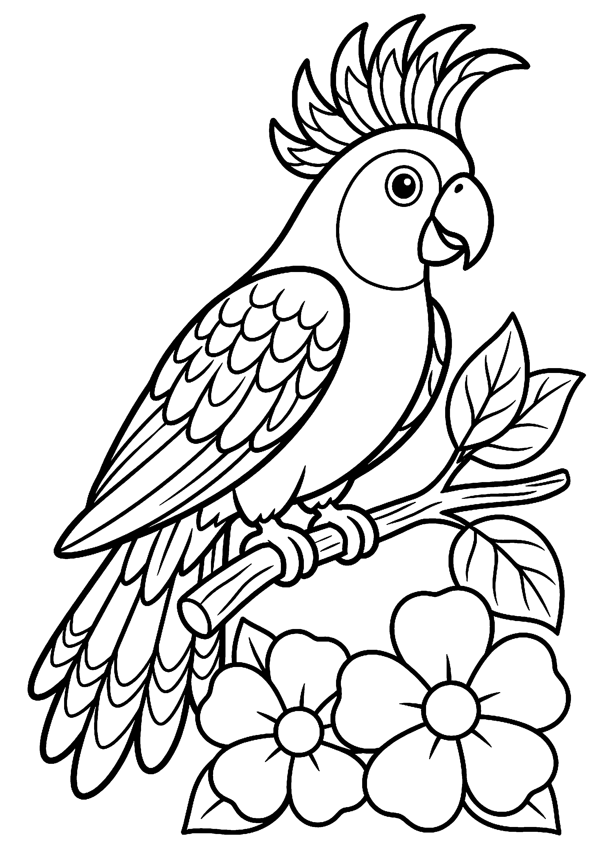 Parkiet met veren kleurplaat — gratis kleurplaat