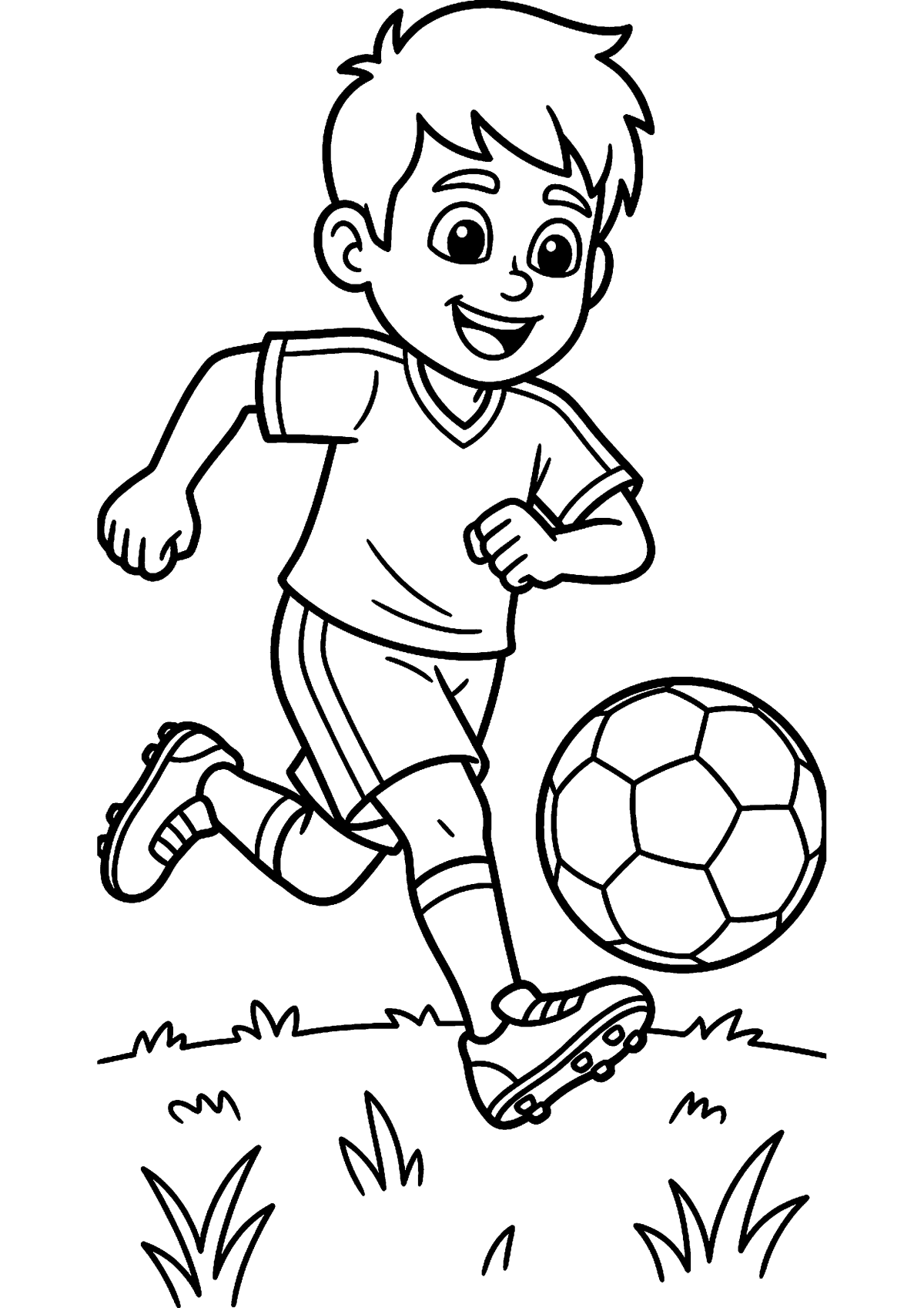 Rennende voetballer kleurplaat