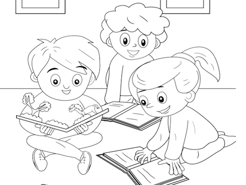 Samen Lezen Kleurplaat — gratis kleurplaat