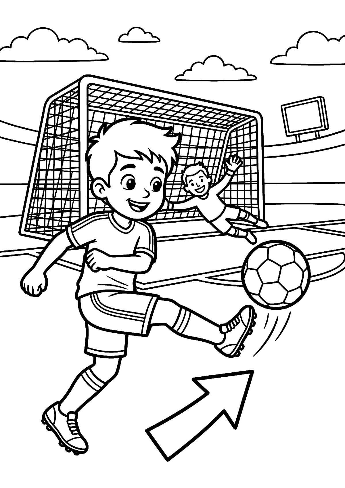 Scorende speler kleurplaat — gratis kleurplaat