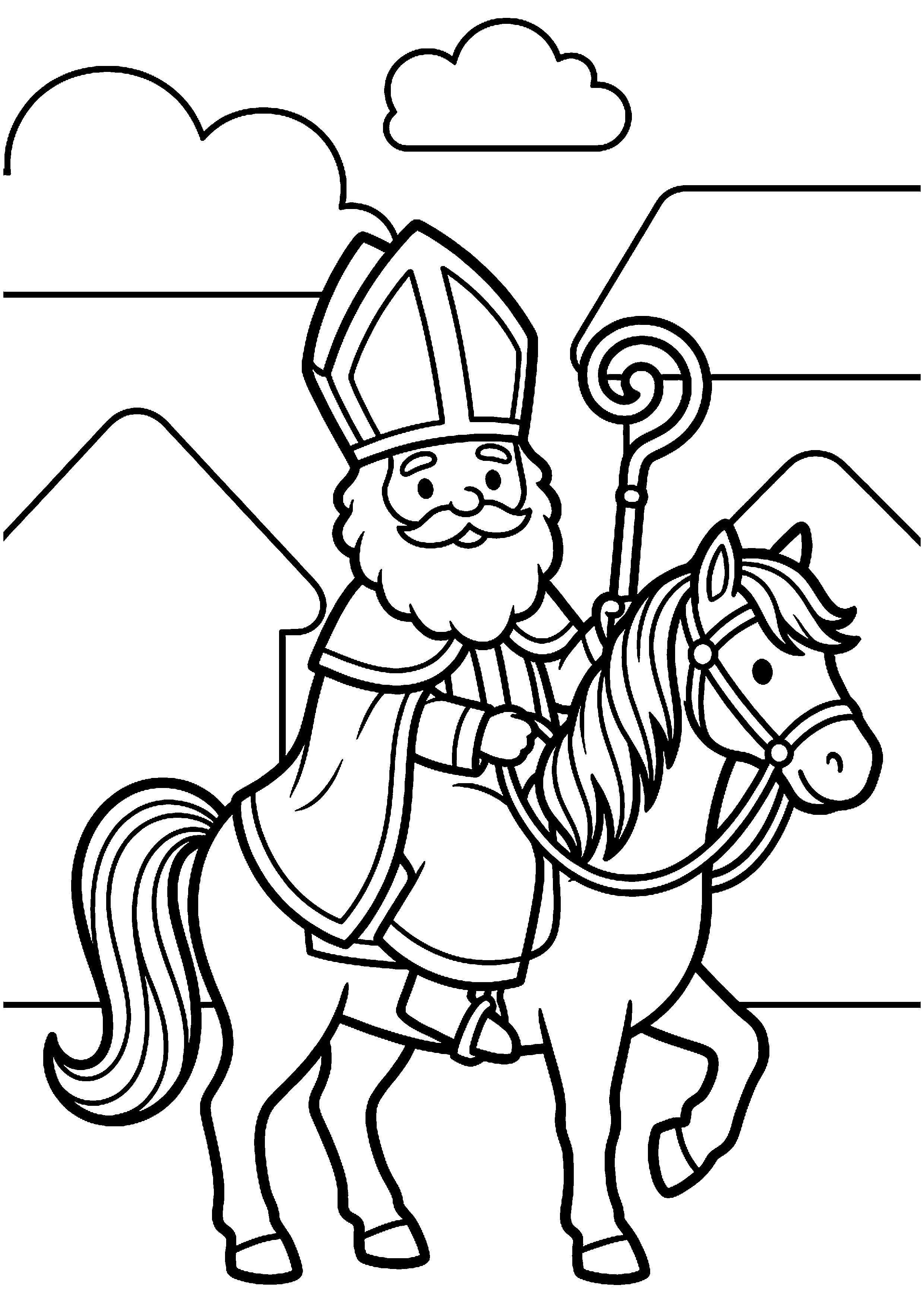 Sinterklaas op Ozosnel kleurplaat — gratis kleurplaat