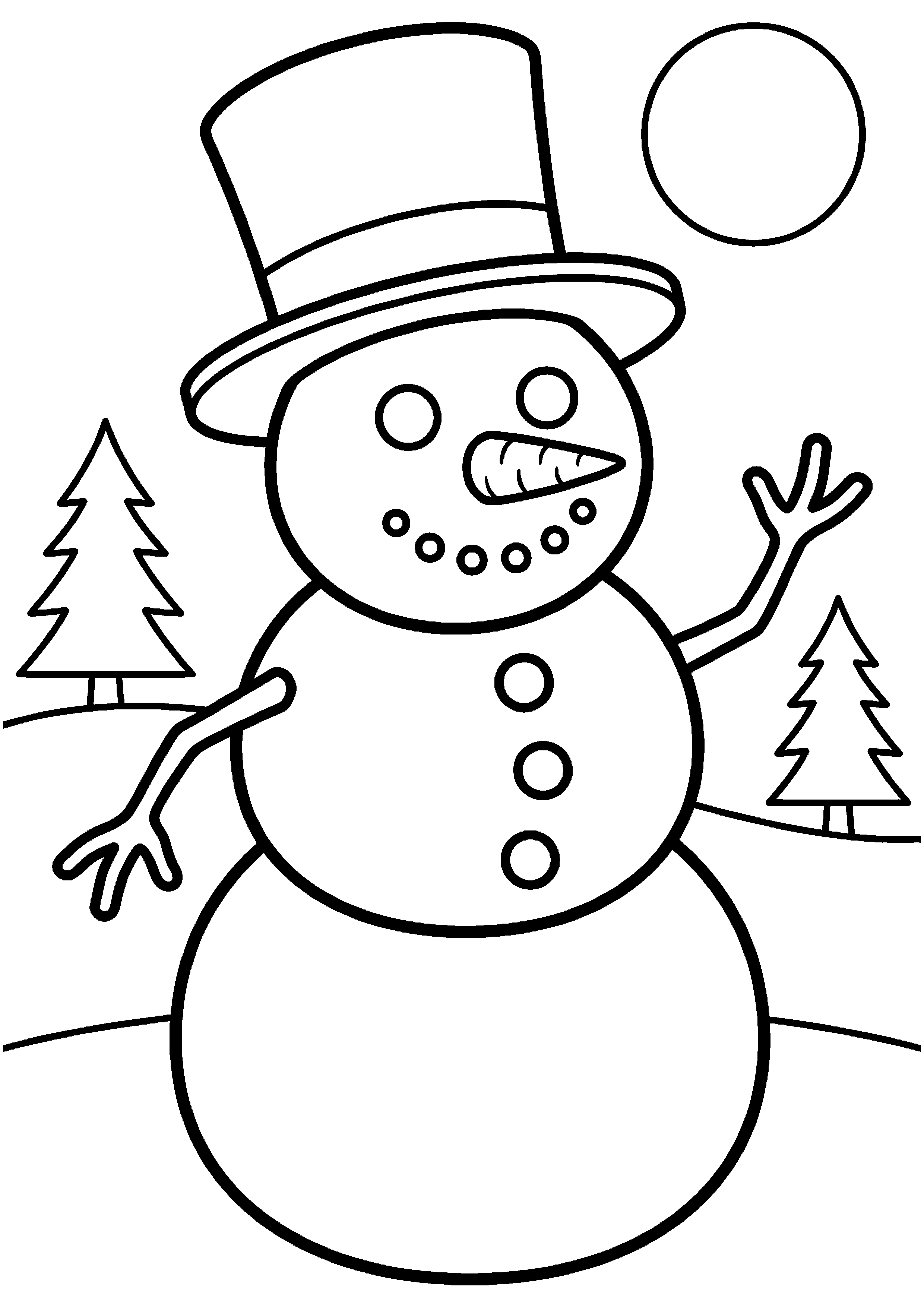 Sneeuwpop met hoed kleurplaat — gratis kleurplaat