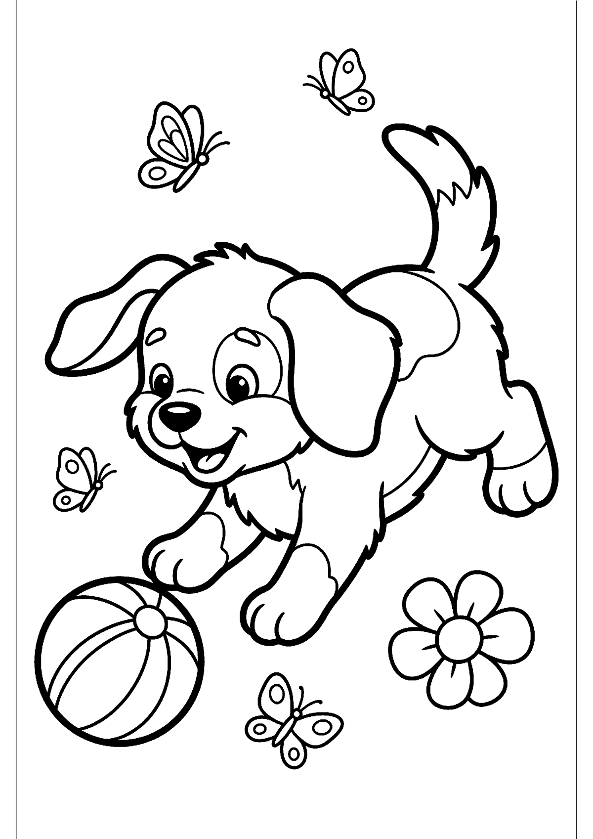 Spelende puppy kleurplaat — gratis kleurplaat