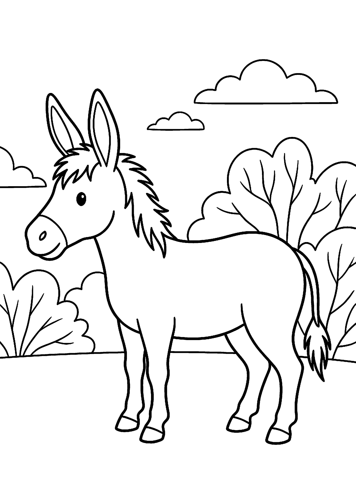 Staande ezel kleurplaat — gratis kleurplaat