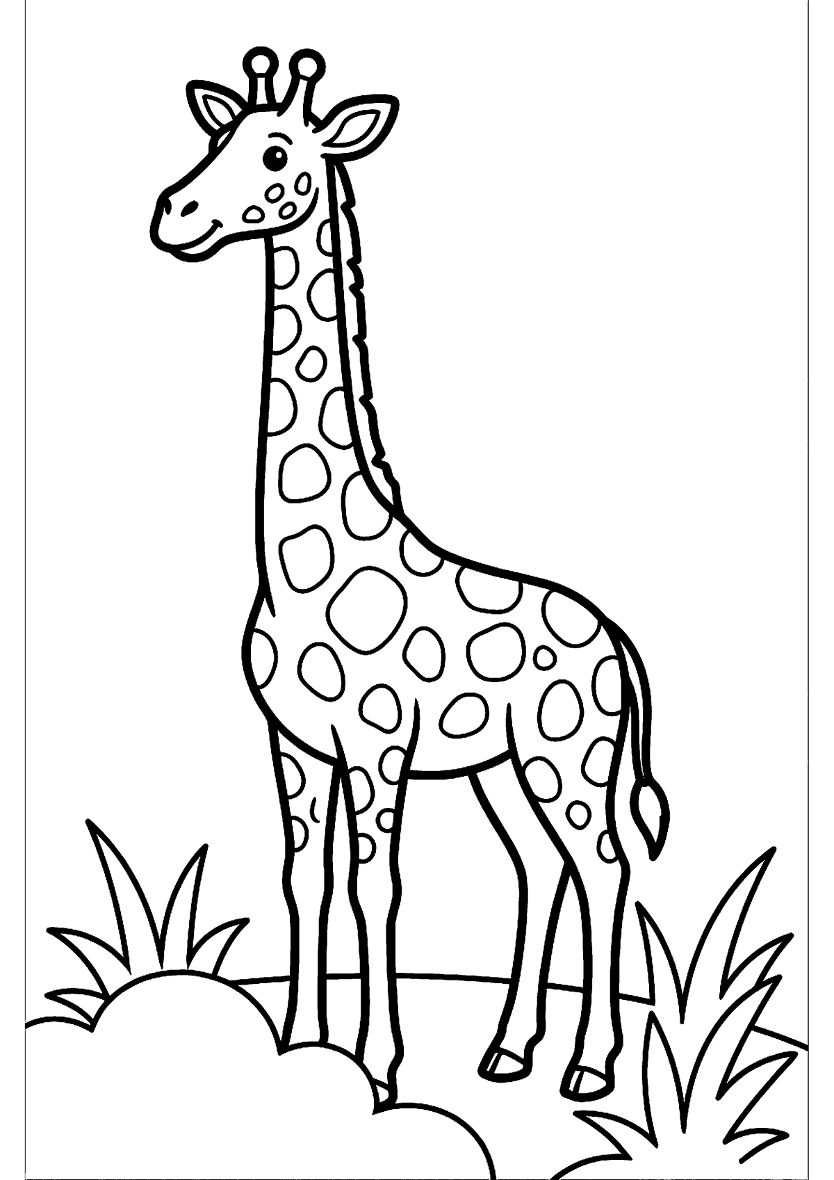 Staande giraffe kleurplaat — gratis kleurplaat