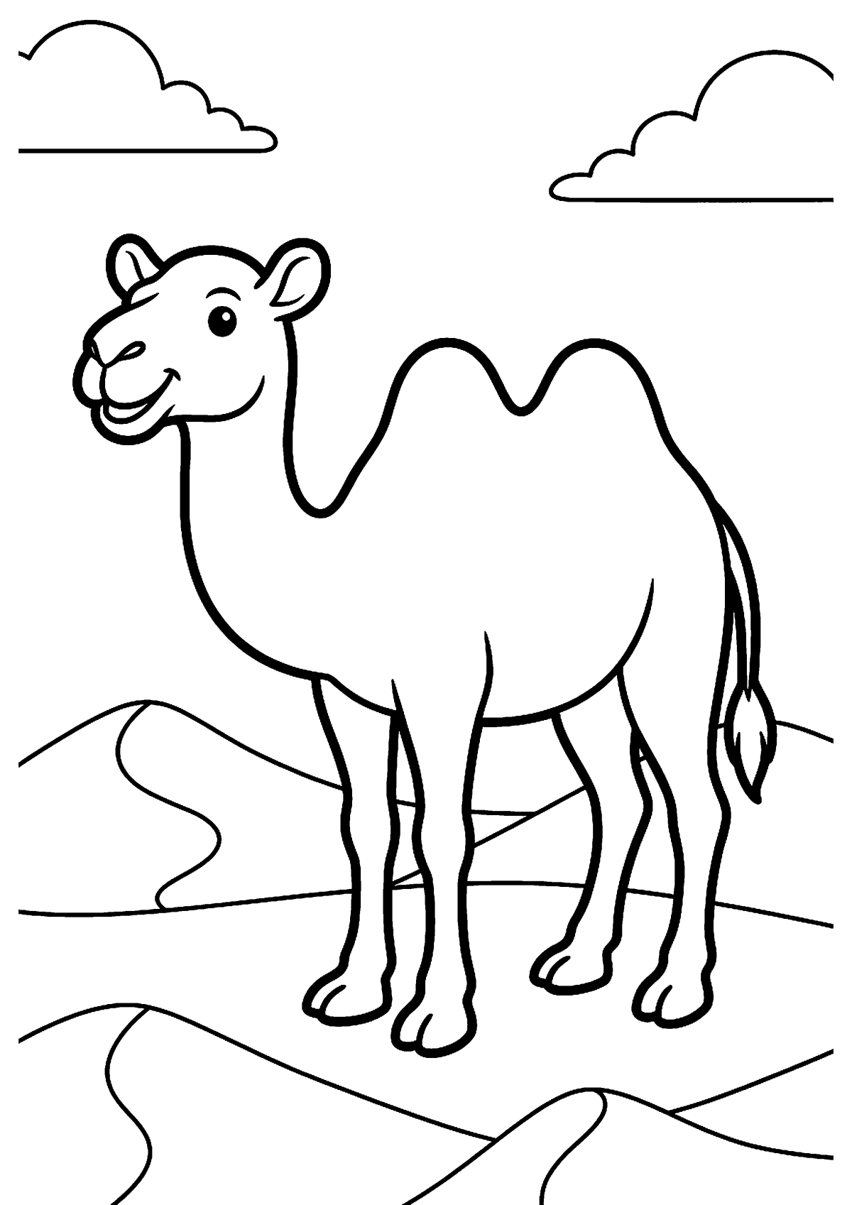 Staande kameel kleurplaat