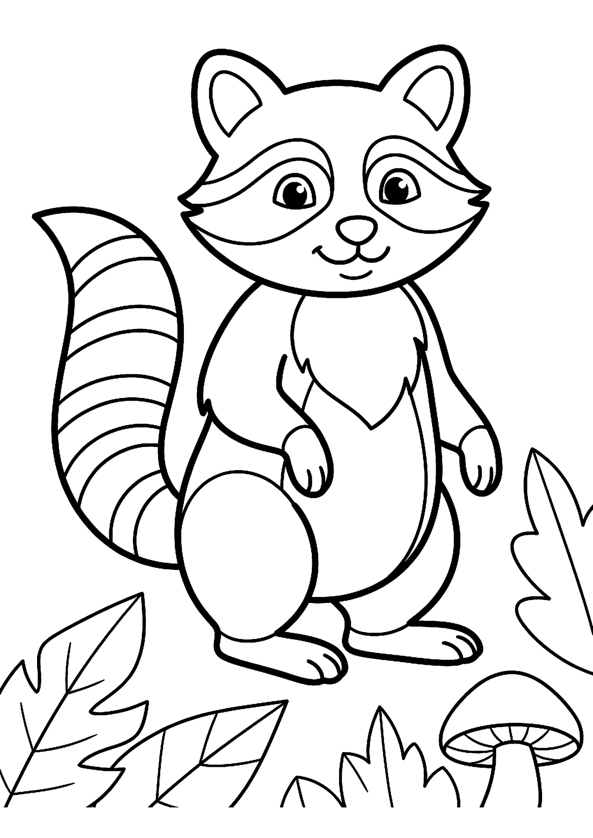 Staande wasbeer kleurplaat — gratis kleurplaat