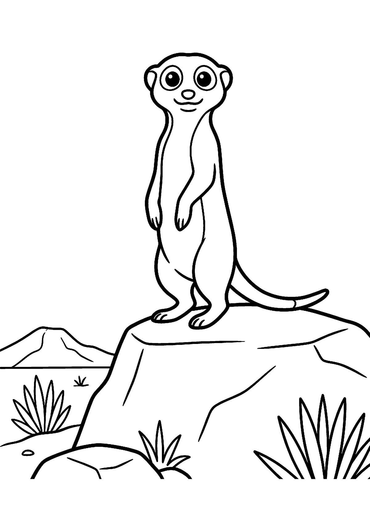 Stokstaartje rechtop kleurplaat — gratis kleurplaat