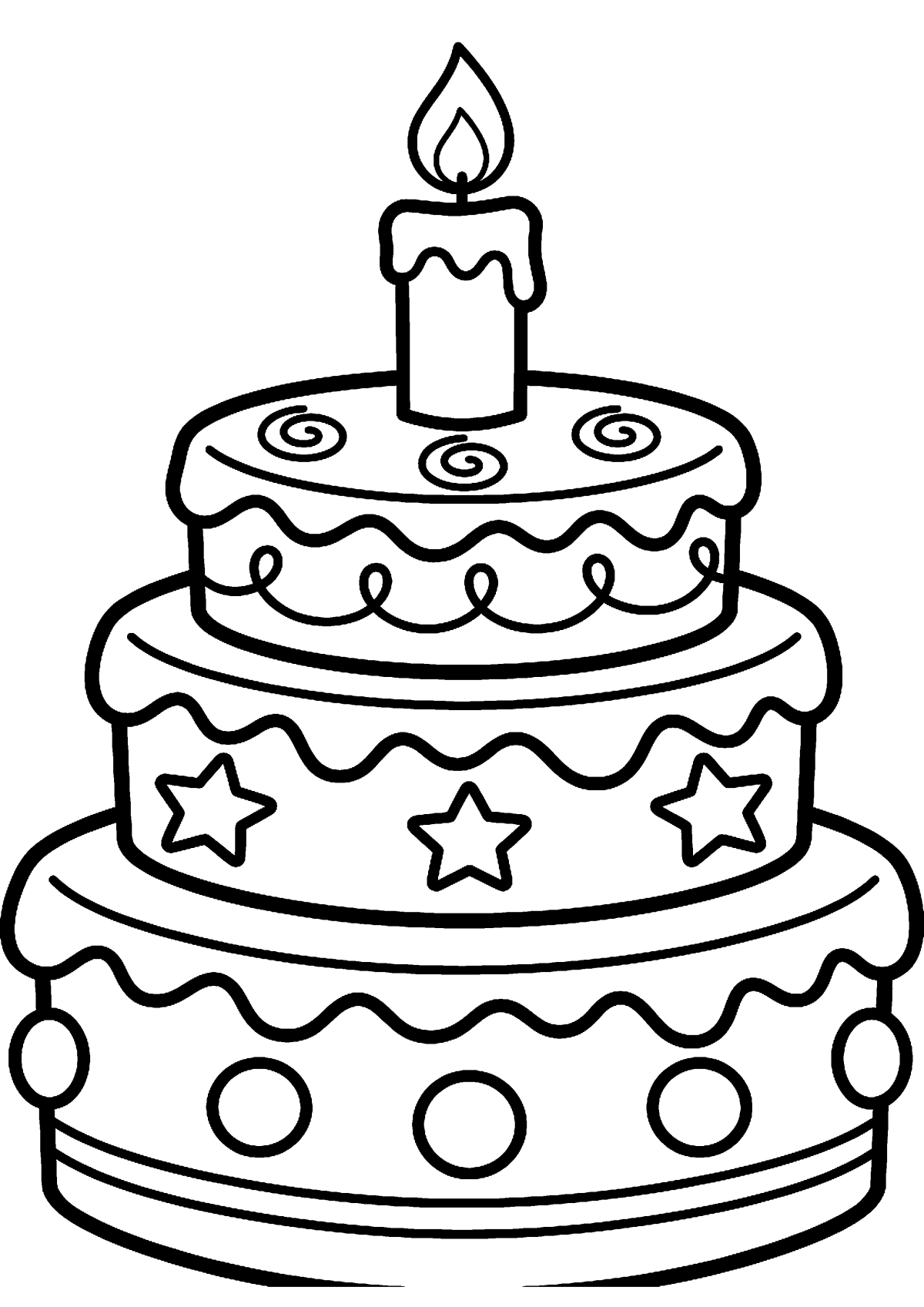 Taart met lagen kleurplaat — gratis kleurplaat