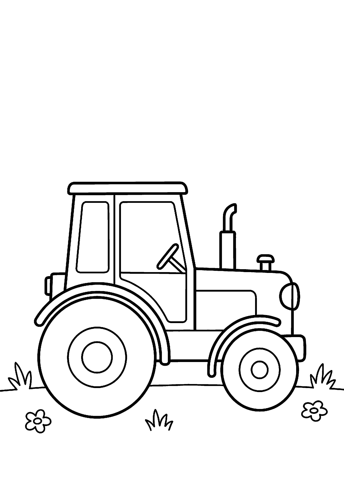 Tractor van zijkant kleurplaat — gratis kleurplaat