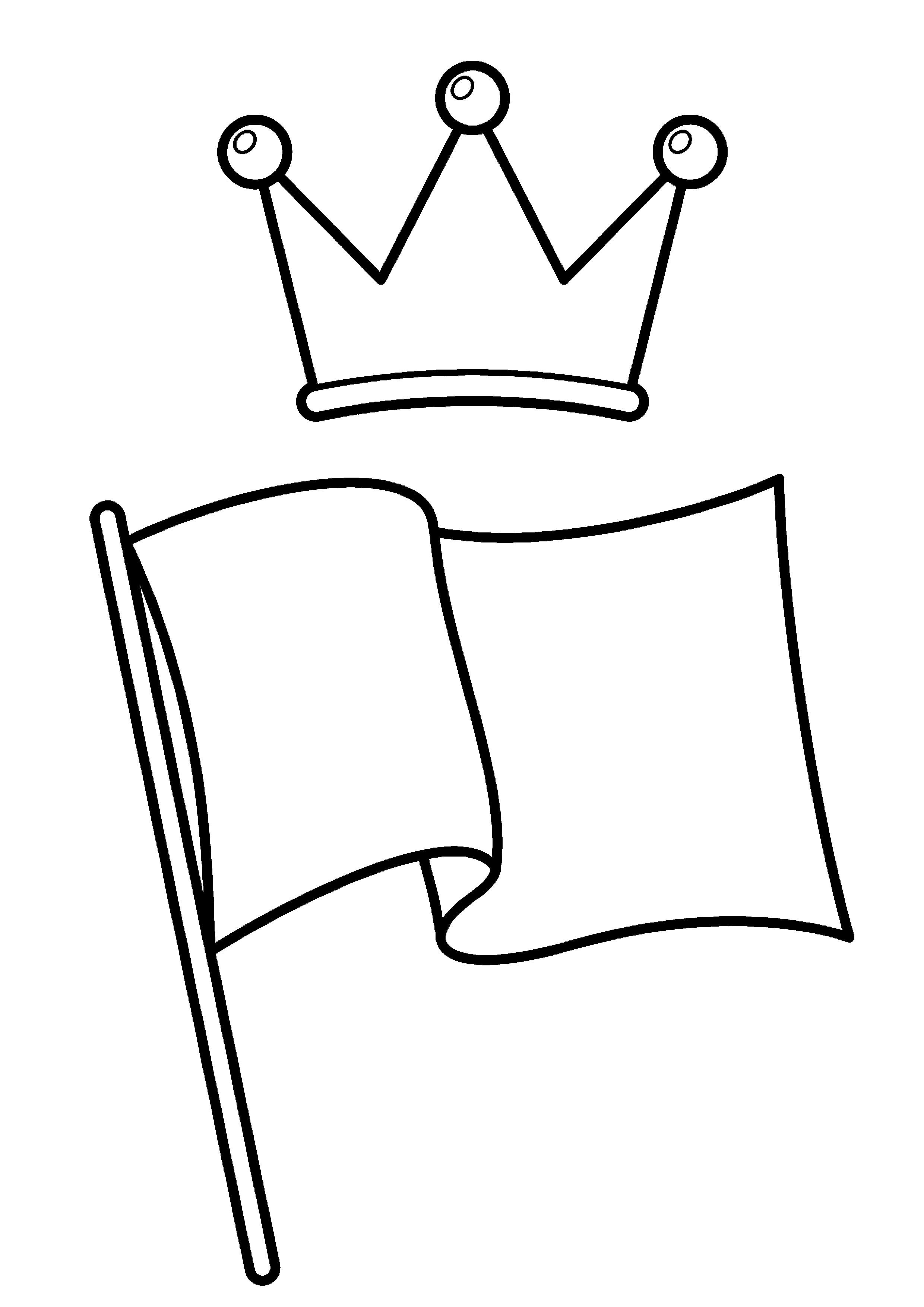 Vlag met kroon erboven kleurplaat — gratis kleurplaat