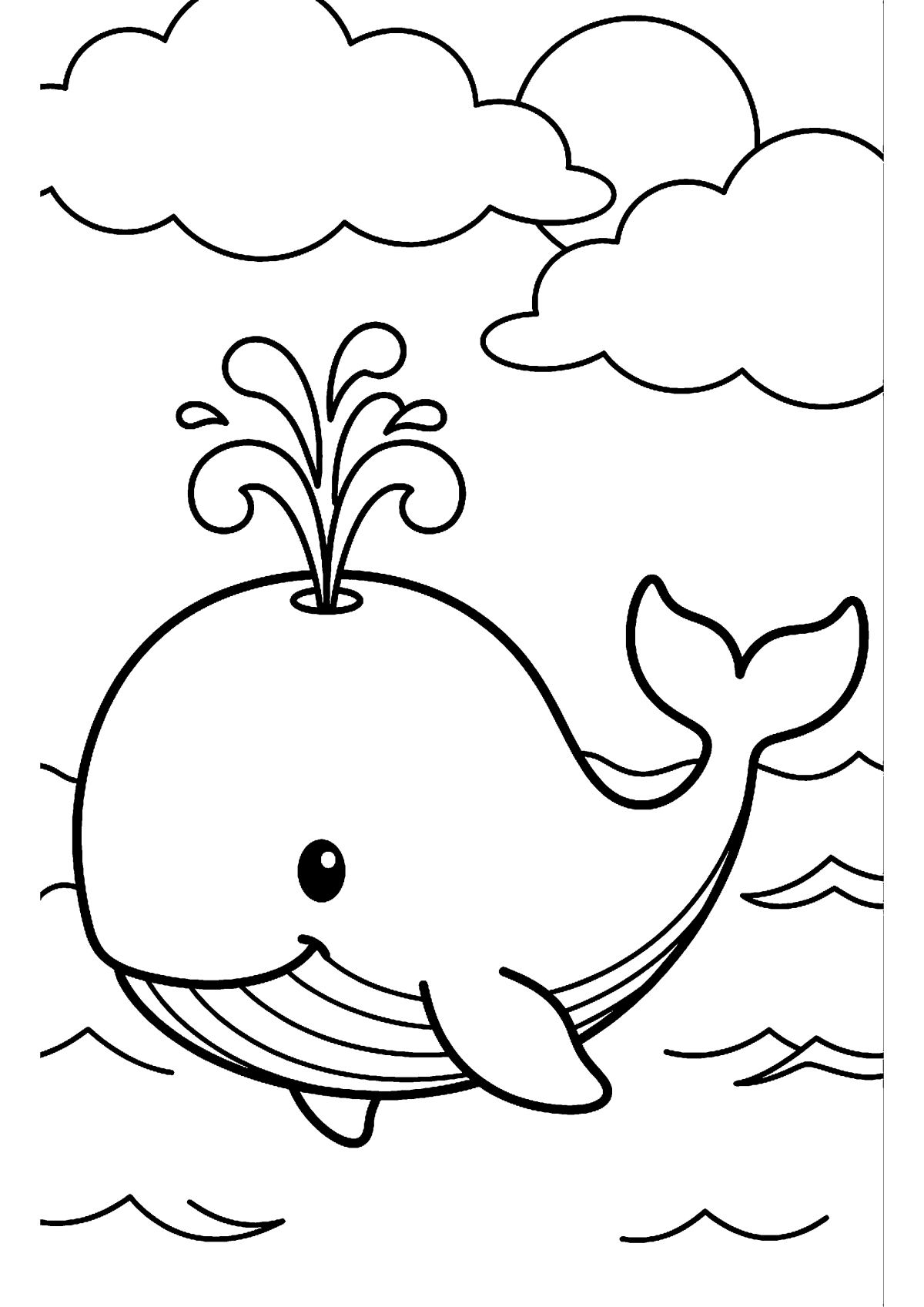 Walvis spuit water kleurplaat — gratis kleurplaat