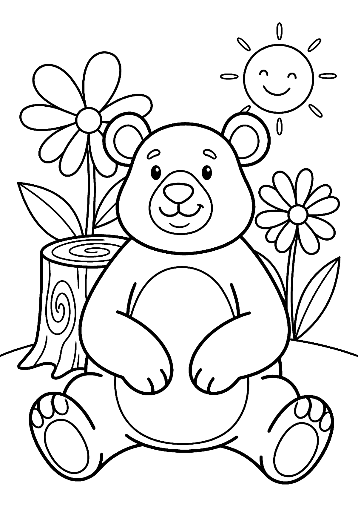 Zittende beer kleurplaat — gratis kleurplaat