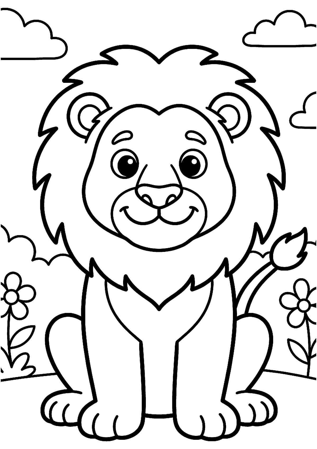 Zittende leeuw kleurplaat — gratis kleurplaat