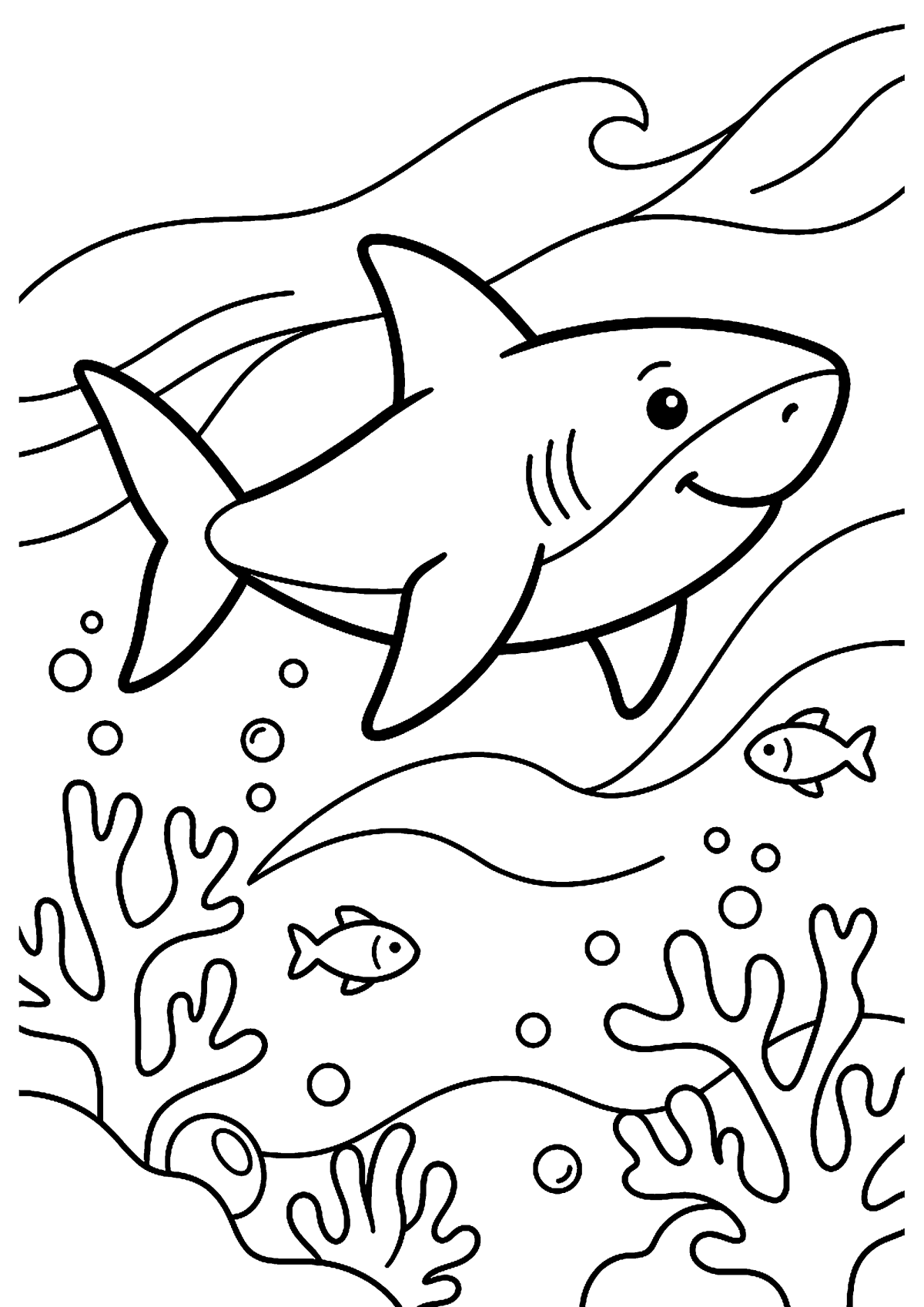 Zwemende haai kleurplaat — gratis kleurplaat