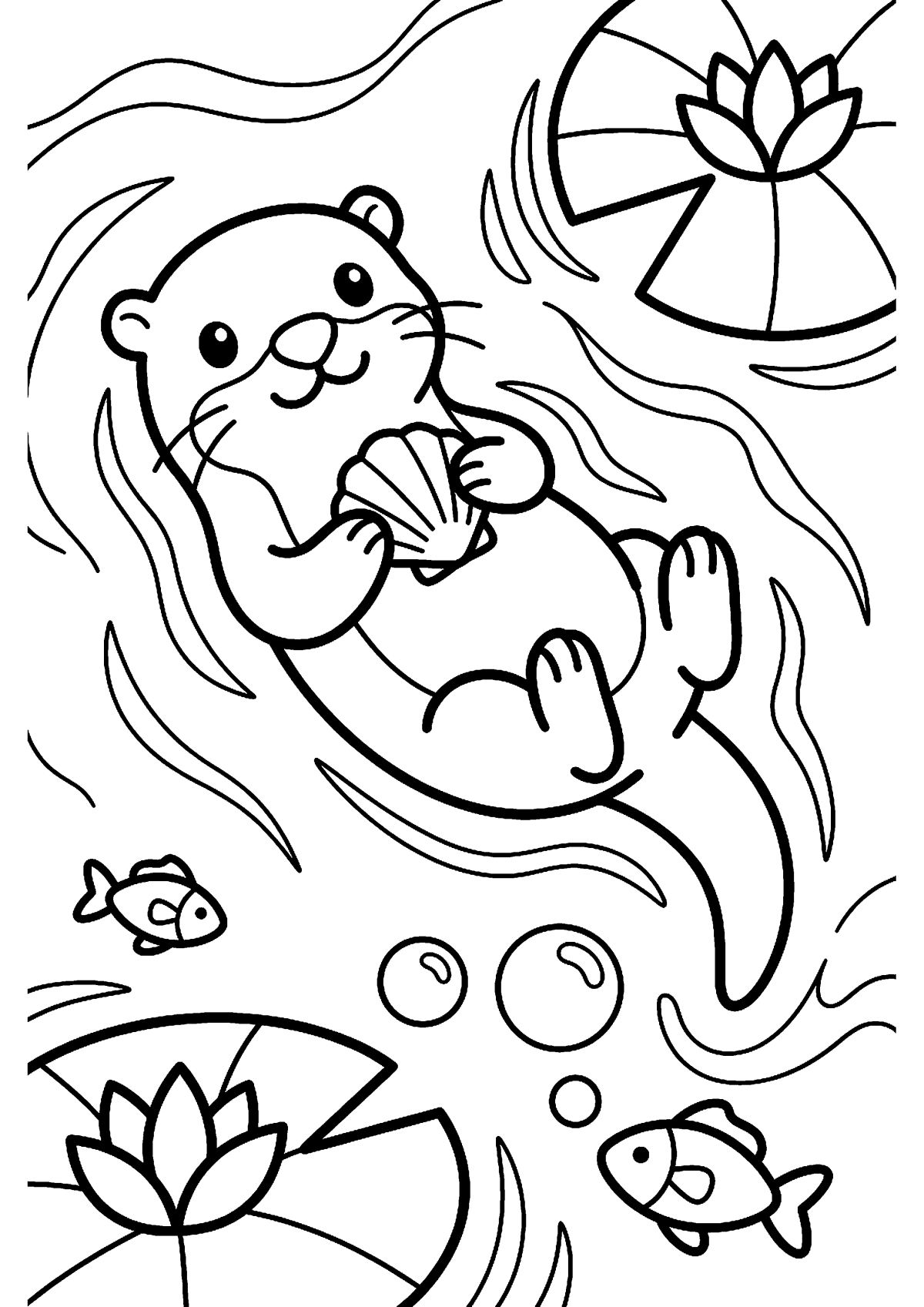 Zwemende otter kleurplaat — gratis kleurplaat