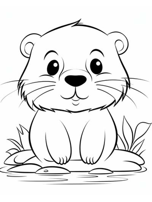 Baby Bever Kleurplaat — gratis kleurplaat