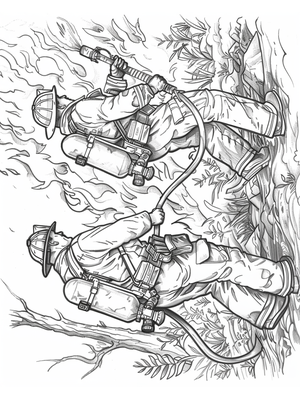 Brandweerman Kleurplaat 14 — gratis kleurplaat