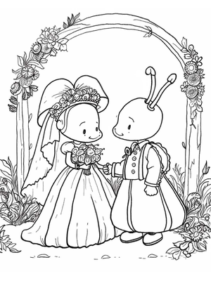 Bruiloft Ant 1 Kleurplaat — gratis kleurplaat