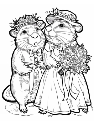 Bruiloft Beaver 1 Kleurplaat — gratis kleurplaat