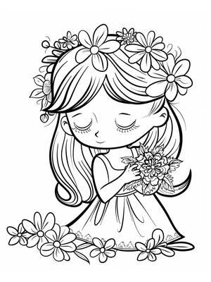 Bruiloft Bloem Meisje 1 Kleurplaat — gratis kleurplaat
