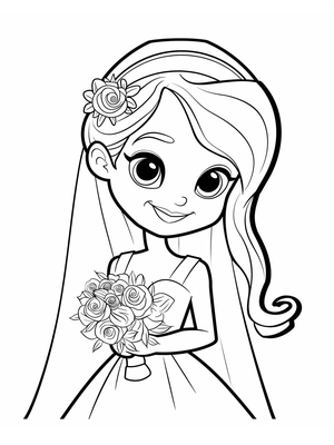 Bruiloft Bruid 1 Kleurplaat — gratis kleurplaat
