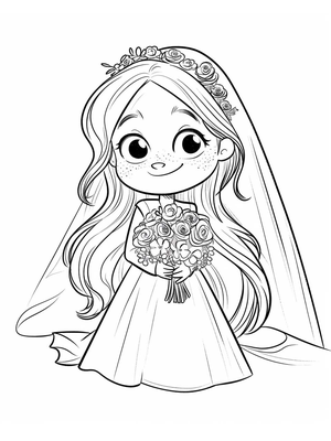 Bruiloft Bruid 2 Kleurplaat — gratis kleurplaat